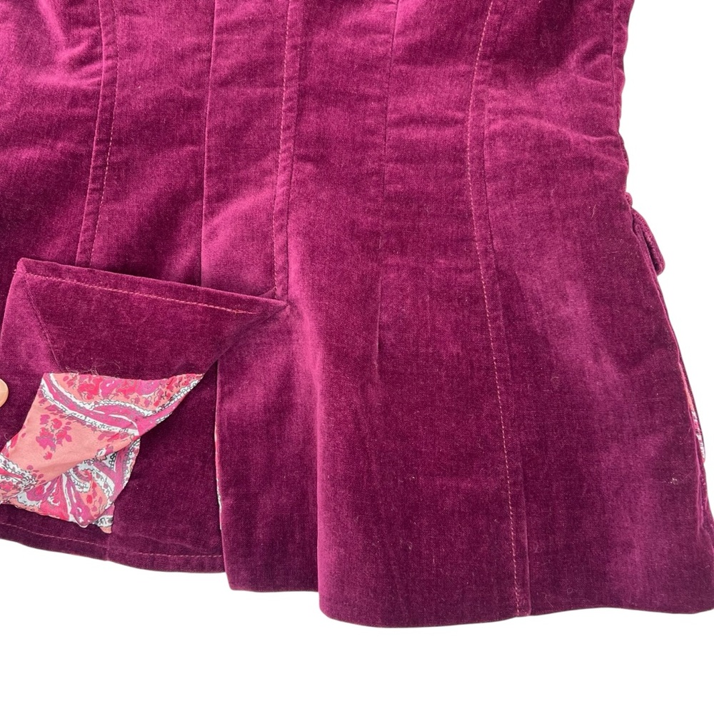 Anthropologie Plenty‎ Y2K Burgundy Velvet Blazer Jacket 4 - Picture 8 of 8